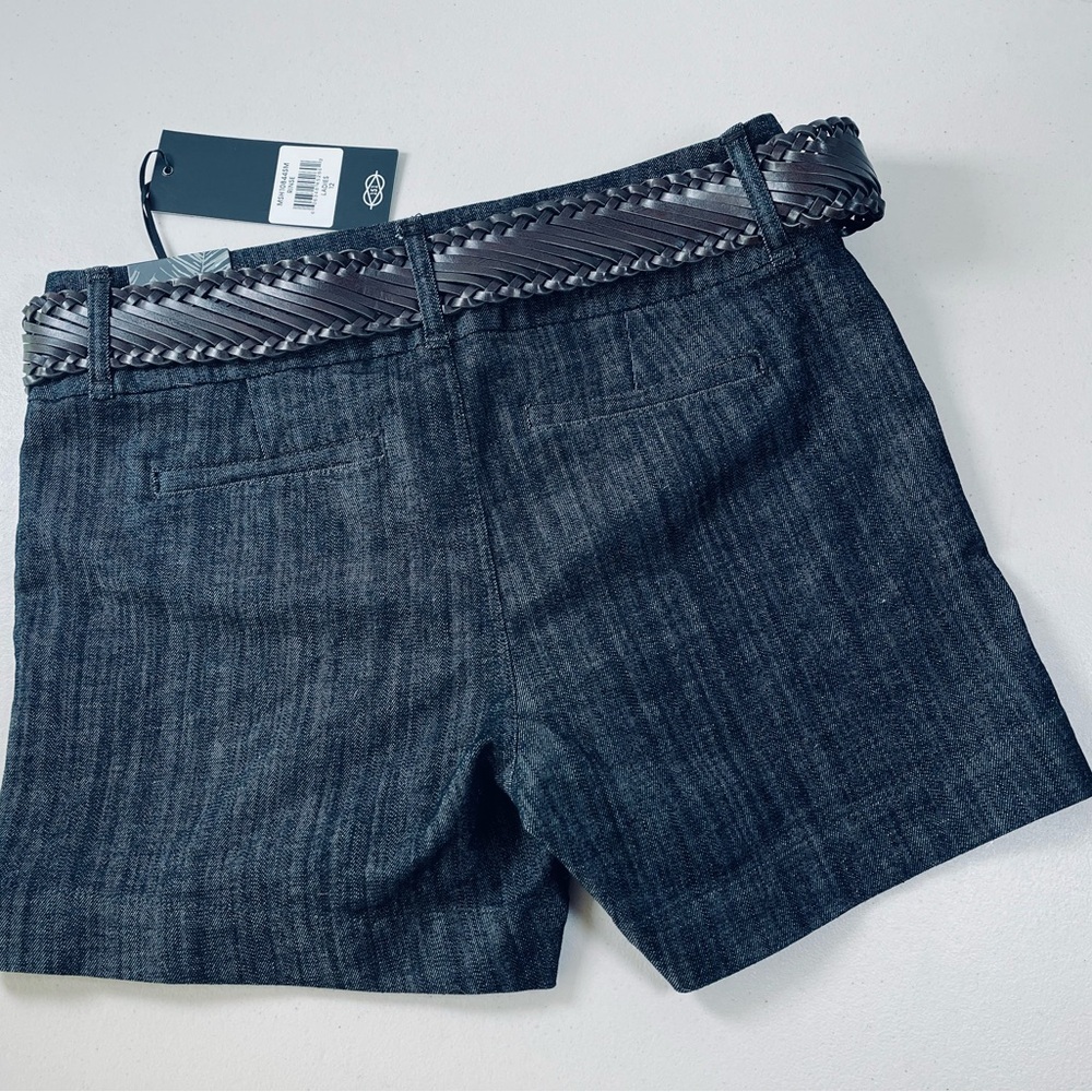 One 5 One Dark Gray Jean Shorts with Brown Belt, NWT - Picture 4 of 5